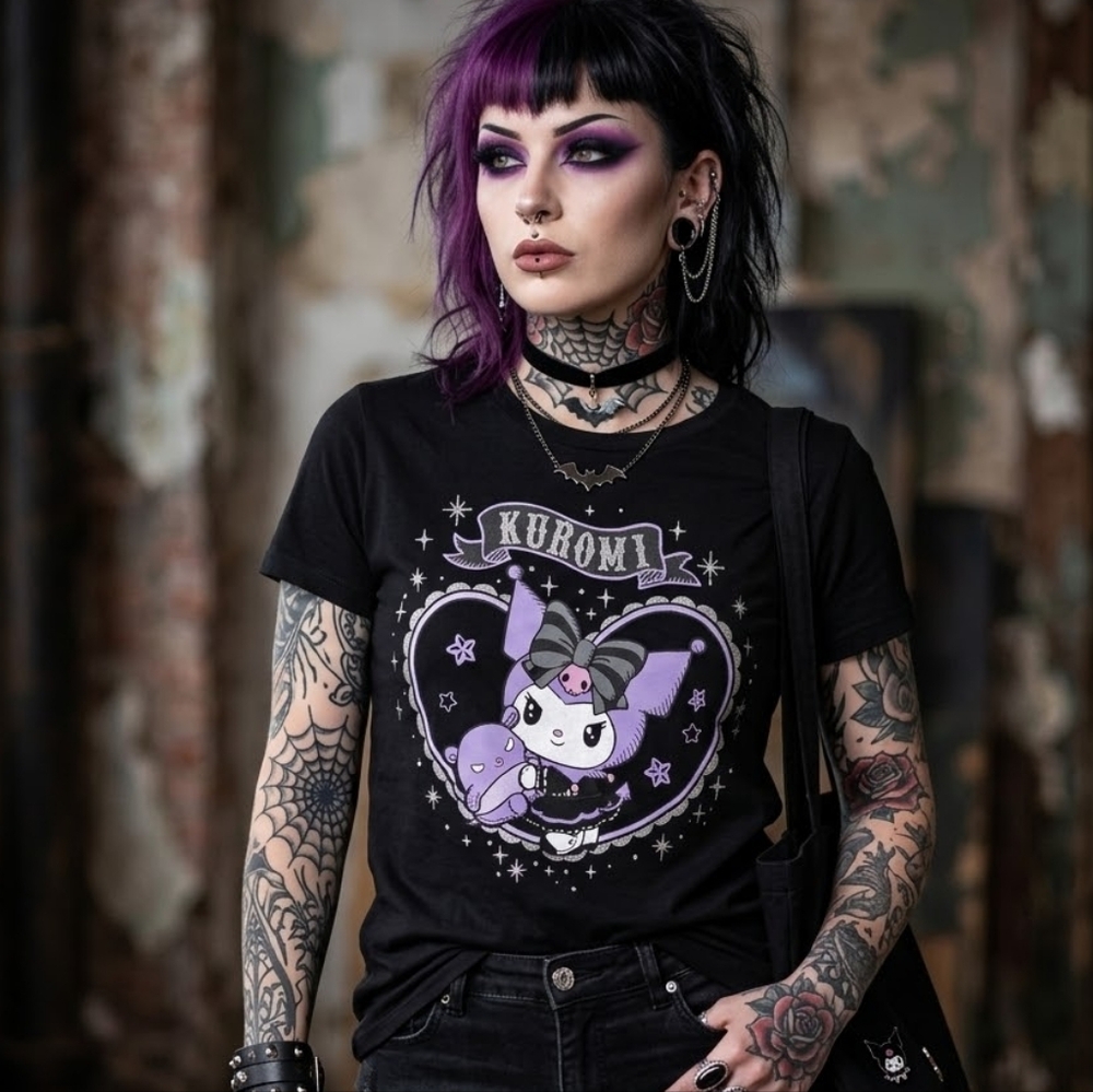 Sanrio Kuromi Black Graphic Tee Size XL